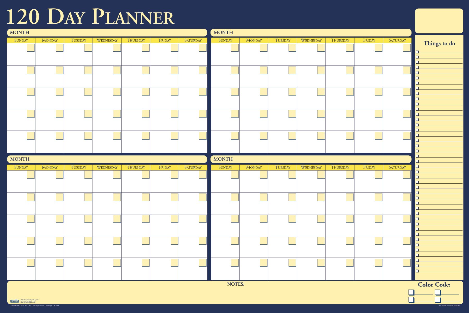 House of Doolittle Plan-A-Board HOD637 Agenda plastifié réversible 90/120 jours 90/120 jours 91 x 61 cm