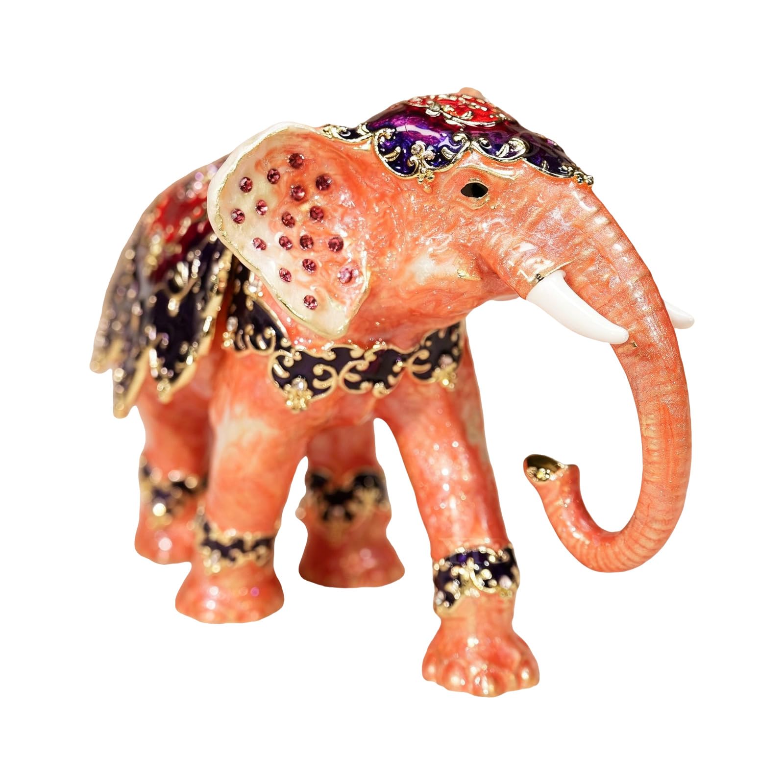 Caja de soporte para anillos con forma de elefante de aleación resistente, adornada con diamantes, elegante estuche de almacenamiento para collares