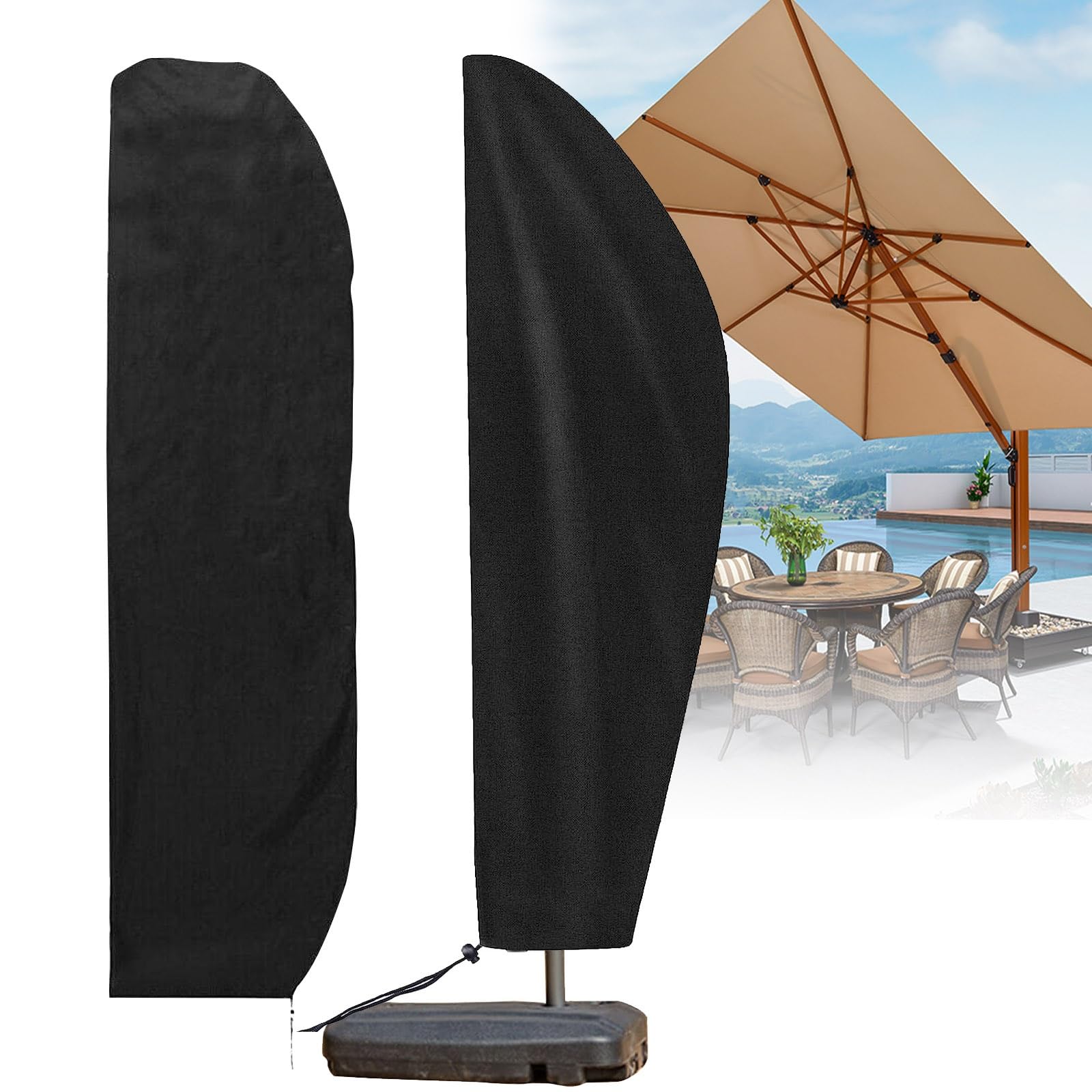 Wasserdichte UV-beständige Terrassenschirm-Abdeckung 210 x 45/72/32 cm Outdoor Marktschirm Schutz mit Winddichtem Design passend für 140 x 25/30/35 cm Regenschirme