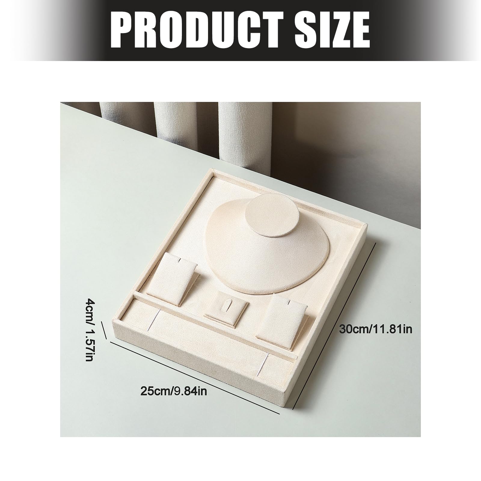 Plateau de présentation de bijoux avec velours Taille, Beige
