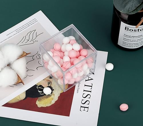 Miniatura 7 de dedoot Cajas de acrílico transparente, cubos cuadrados de plástico, paquete de 4 cajas de almacenamiento de plástico pequeñas con tapa, 2.2 x 2.2 x