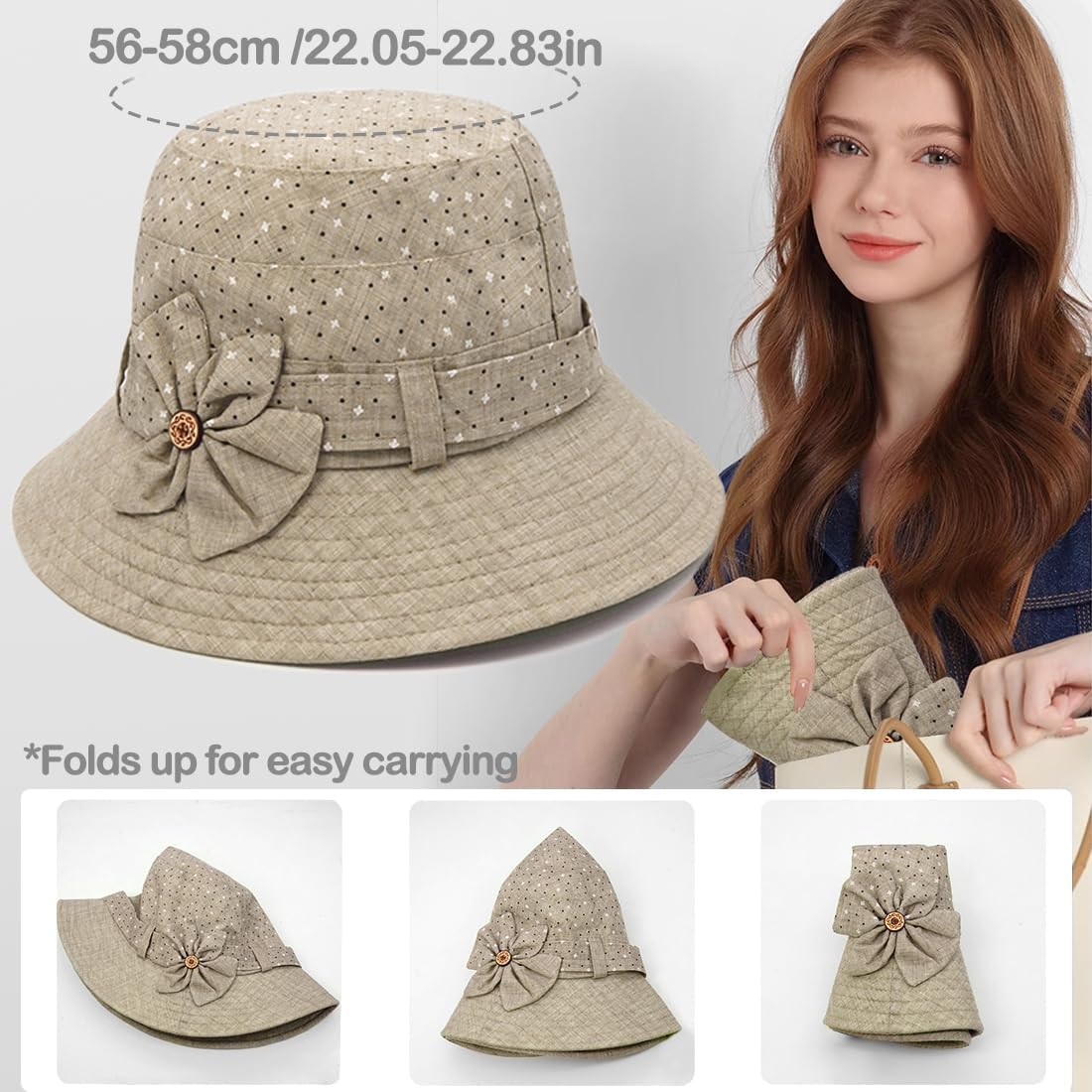 Women Cloche Bucket Hat Vintage Fedora Bowler Hats - Image 7