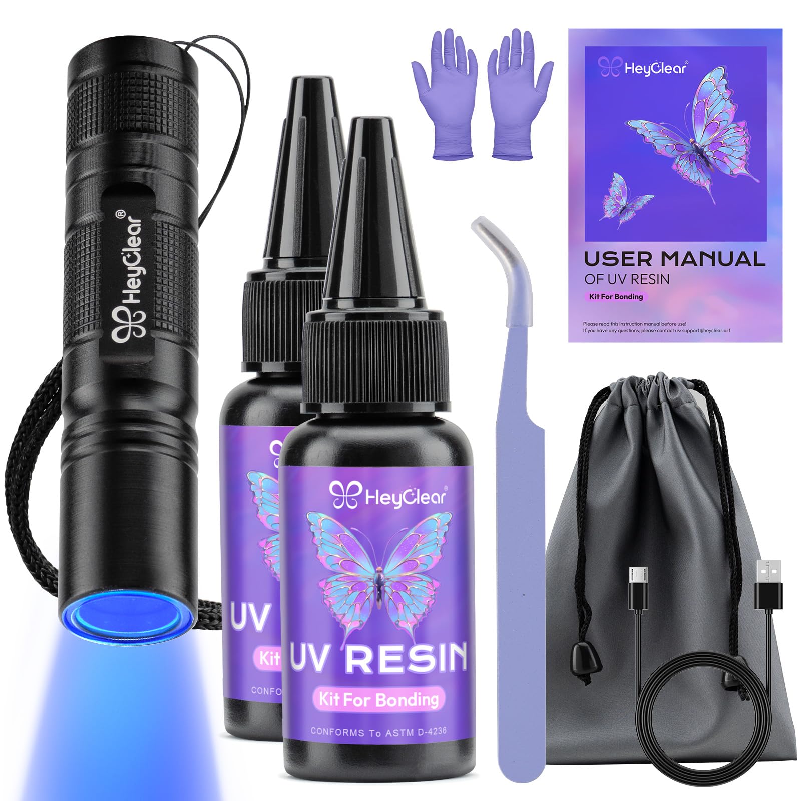 Photo 1 of HeyClear 60g UV Resin Kit with Light