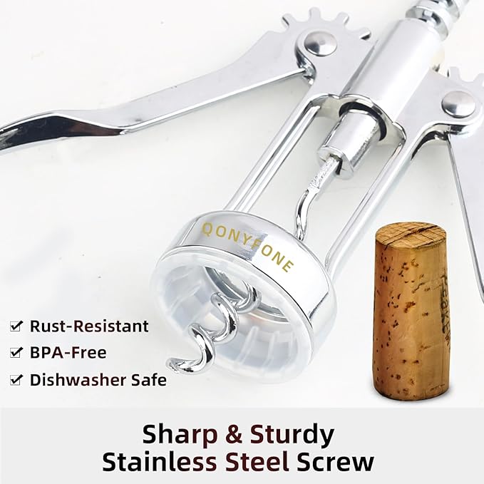 Sacacorchos de Alas con Abrebotellas, Set de 3 Piezas, Aleación de Zinc, Plateado miniatura 4