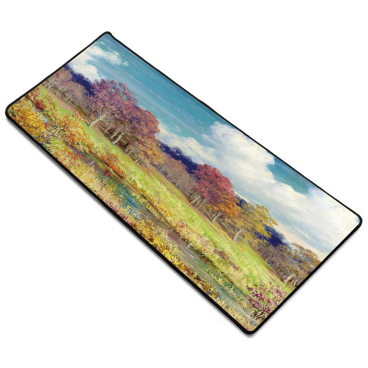 Large Gaming Mouse Pad with Edge Stitching|Extended XL Size, Heavy|Thick, Comfy, Waterproof & Foldable Mat for Desktop, Laptop, Keyboard,Keyboard Pad Desk Pad by Wantu (Oil Painting Forest)