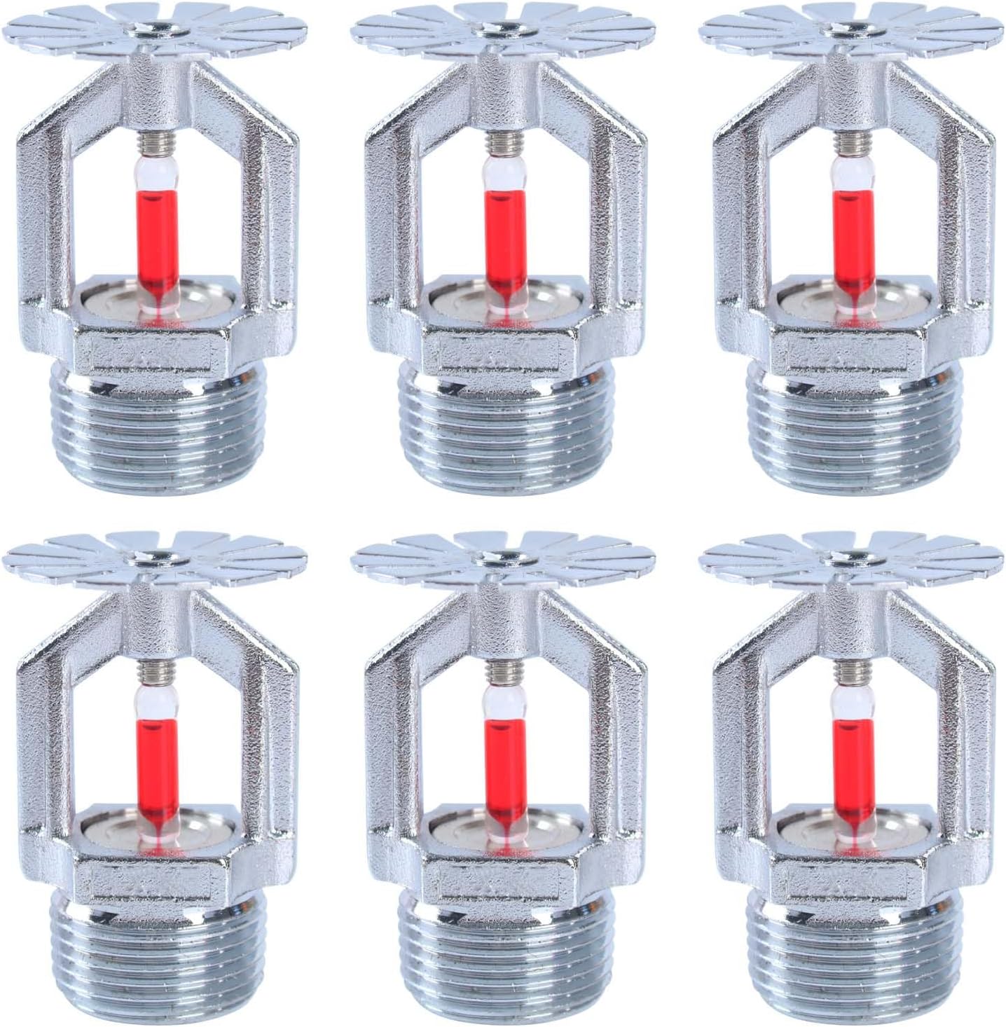 ACYOGIE 6-Pack Copper Chrome Fire Sprinkler Heads, 3/4" NPT 155°F K80 Fast Response Pendent Spray for Homes, Factories, Warehouses