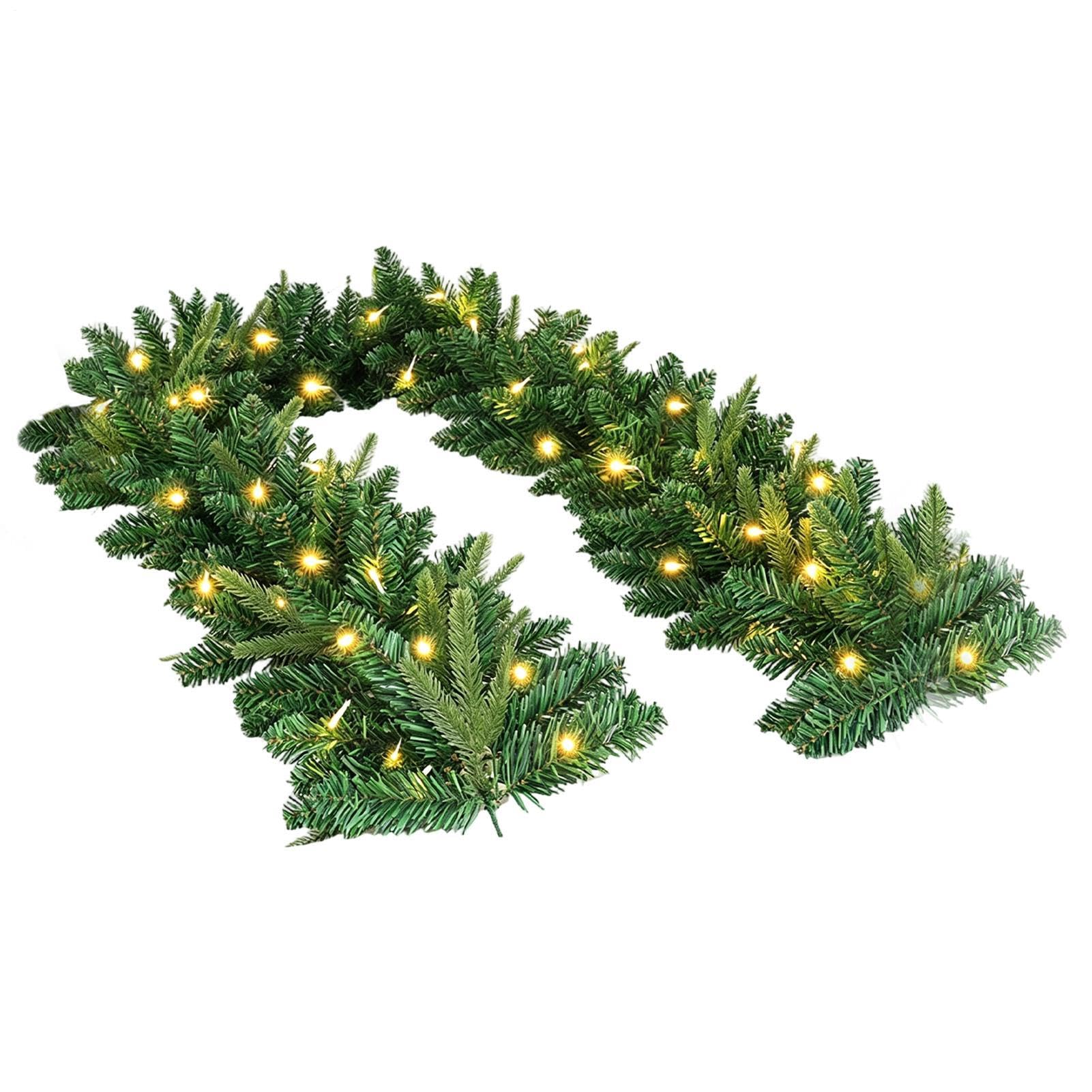Ghirlanda Natalizia Preilluminata 200cm Pino Artificiale Realistico Con LED