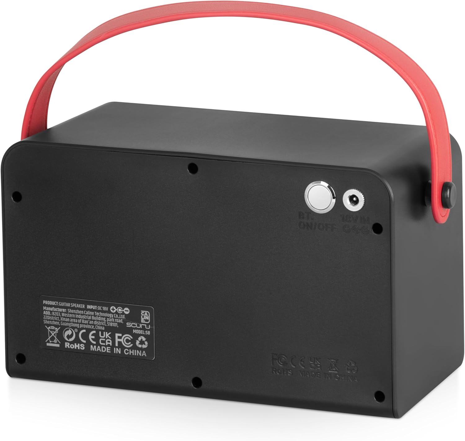 Caline S8G Electric Guitar Amplifier rear view with power and Bluetooth controls