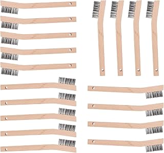 BEBORIN 18-Pack 7in Stainless Steel Wire Scratch Brushes with Beech Wood Handles - Rust Paint Remover Set