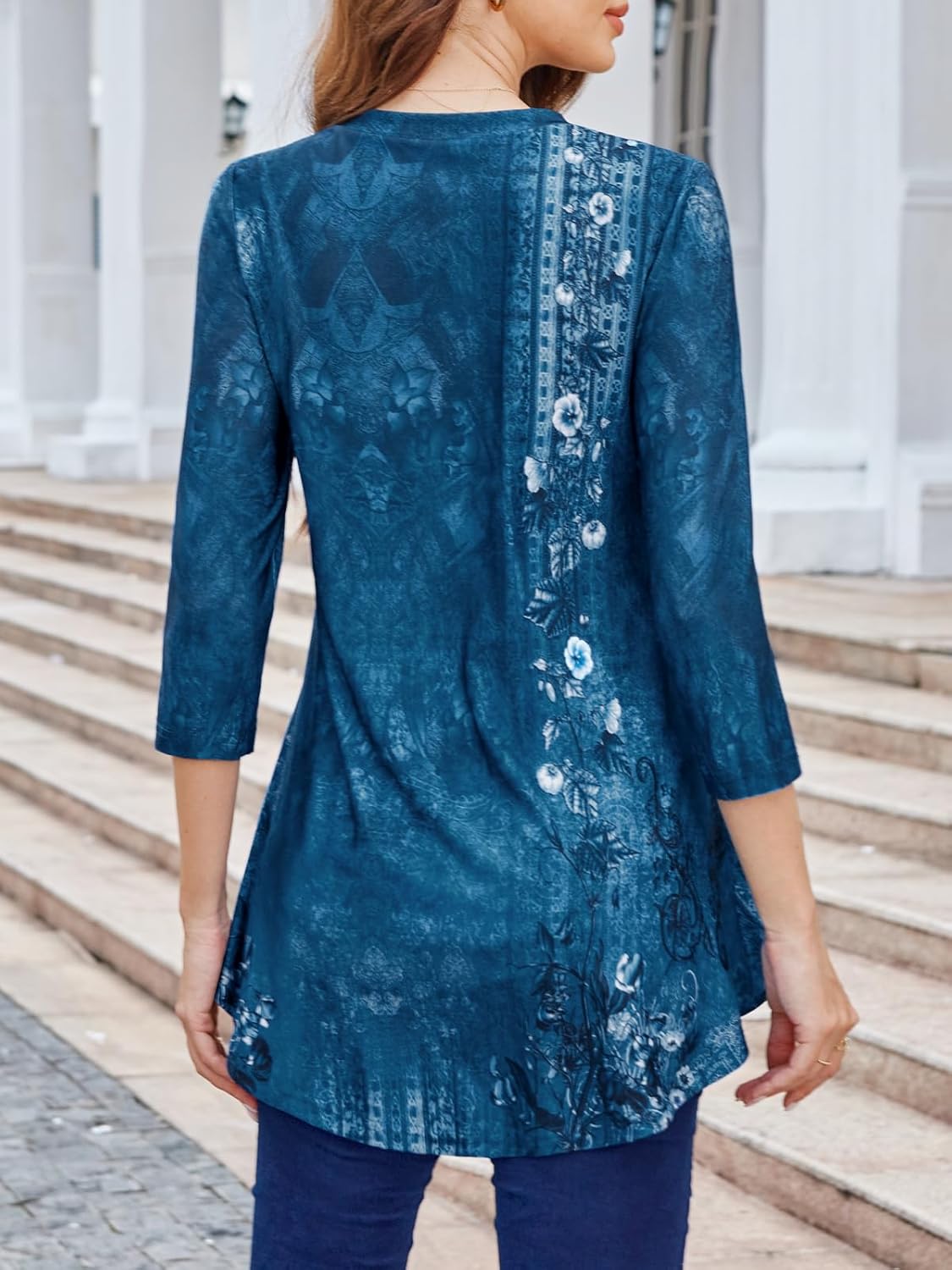 BAISHENGGT Women's V Neck 3/4 Sleeve Tunic Tops for Leggings Casual Dressy T-Shirts Blouses - Image 5