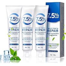 Pack of 3 Hydroxyapatite Toothpaste Fluoride-free Toothpaste for Enamel Repair & Whitening Hydroxyapatite Toothpaste Against Tooth Discoloration for Sensitive Teeth 120 g each