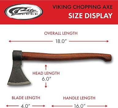 SZCO Supplies 18 Hand-Forged Viking Axe - Carbon Steel Head with Wooden Handle, Medieval Style Chopping Axe for Outdoor, Camping, LARP & Reenactments