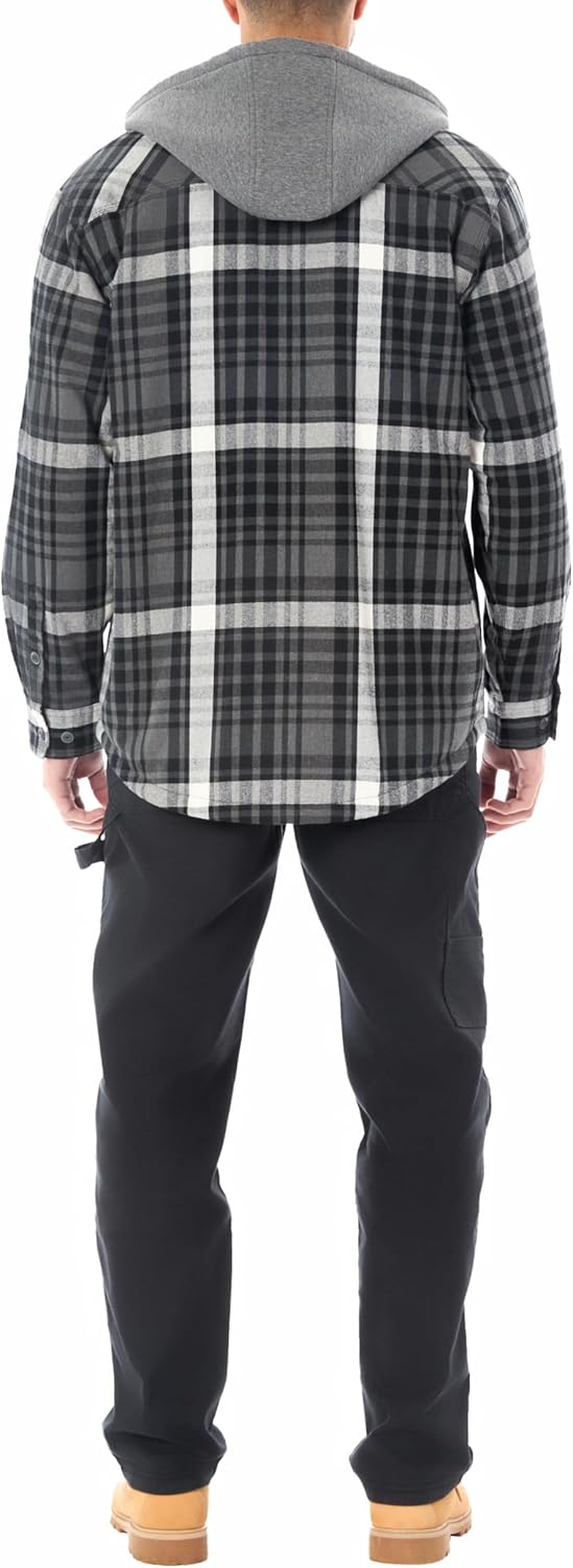 Smith's Workwear Mens Sherpa-Lined Hooded Flannel Shirt-Jacket with Inset - Image 10
