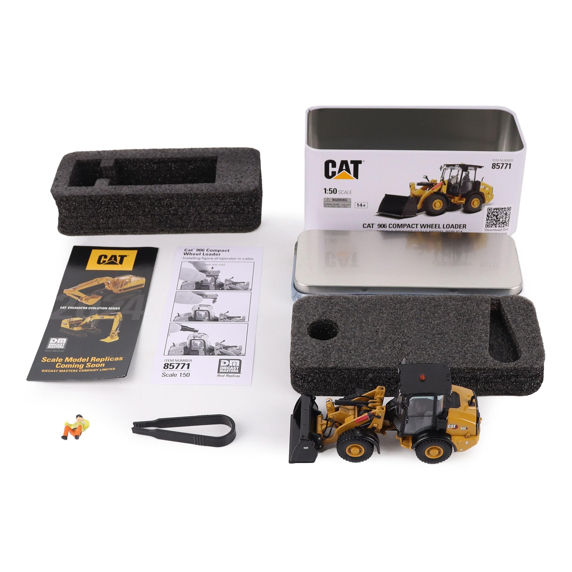 Diecast Masters 85771 - Cat 906 Compact Radlader, Maßstab 1:50,ab 14 Jahren, in Blechdose, für Sammler geeignet