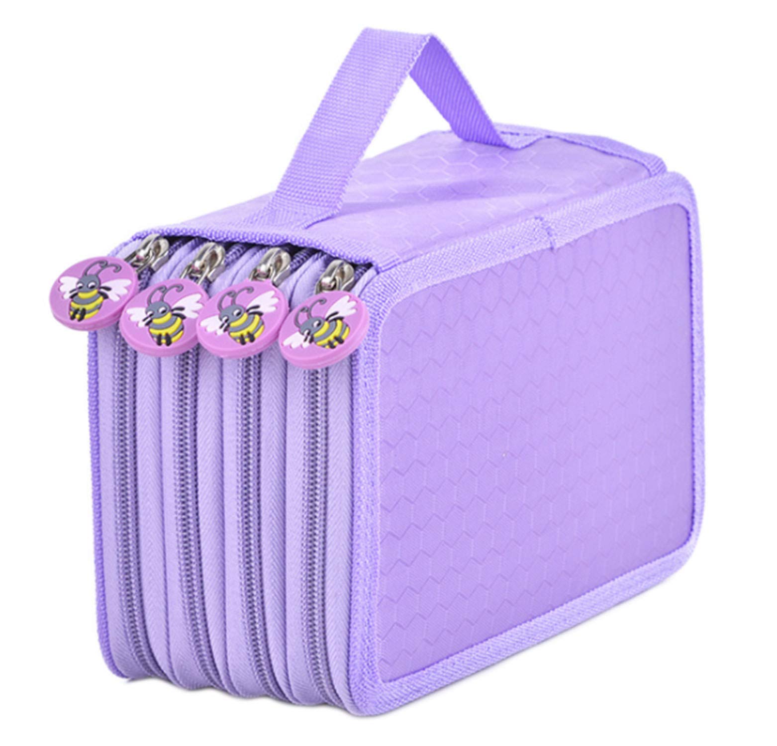 Astuccio Portamatite 72 Scomparti | Grande Capacità 4 Strati Con Cerniere | In Tessuto Oxford | Per Artisti E Studenti | Blu/Viola/Nero