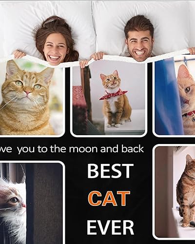 Miniatura 4 de Regalos para los amantes de los gatos, manta personalizada con fotos, manta personalizada con texto en inglés Best Cat Ever, To My Lovely Cat, manta
