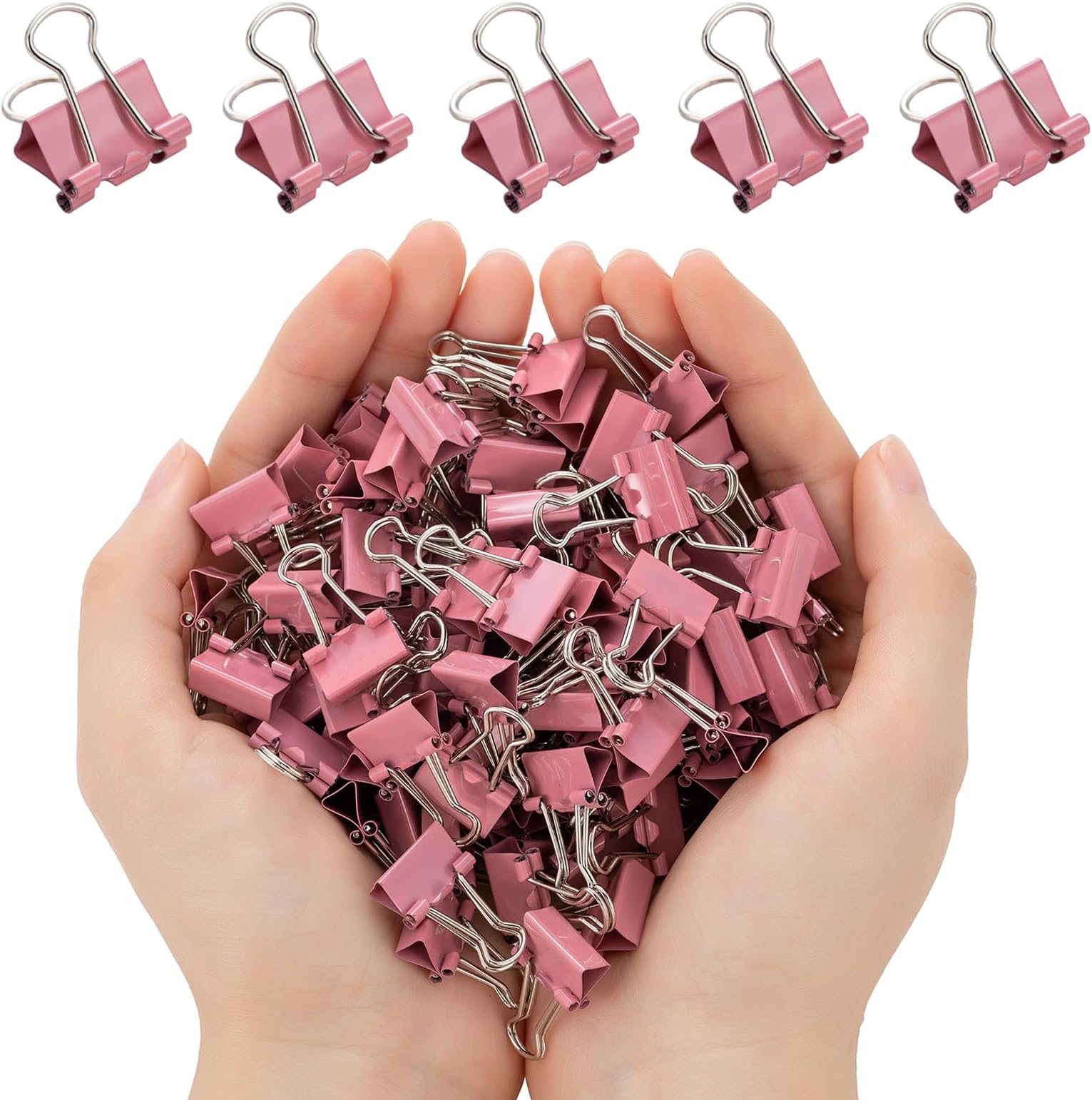 120 Pack Mini Binder Clips, Binder Clips, Small Paper Clips 15mm 5/8 Inch. Micro Size Office Clips for Home School Office and Business (Pink)