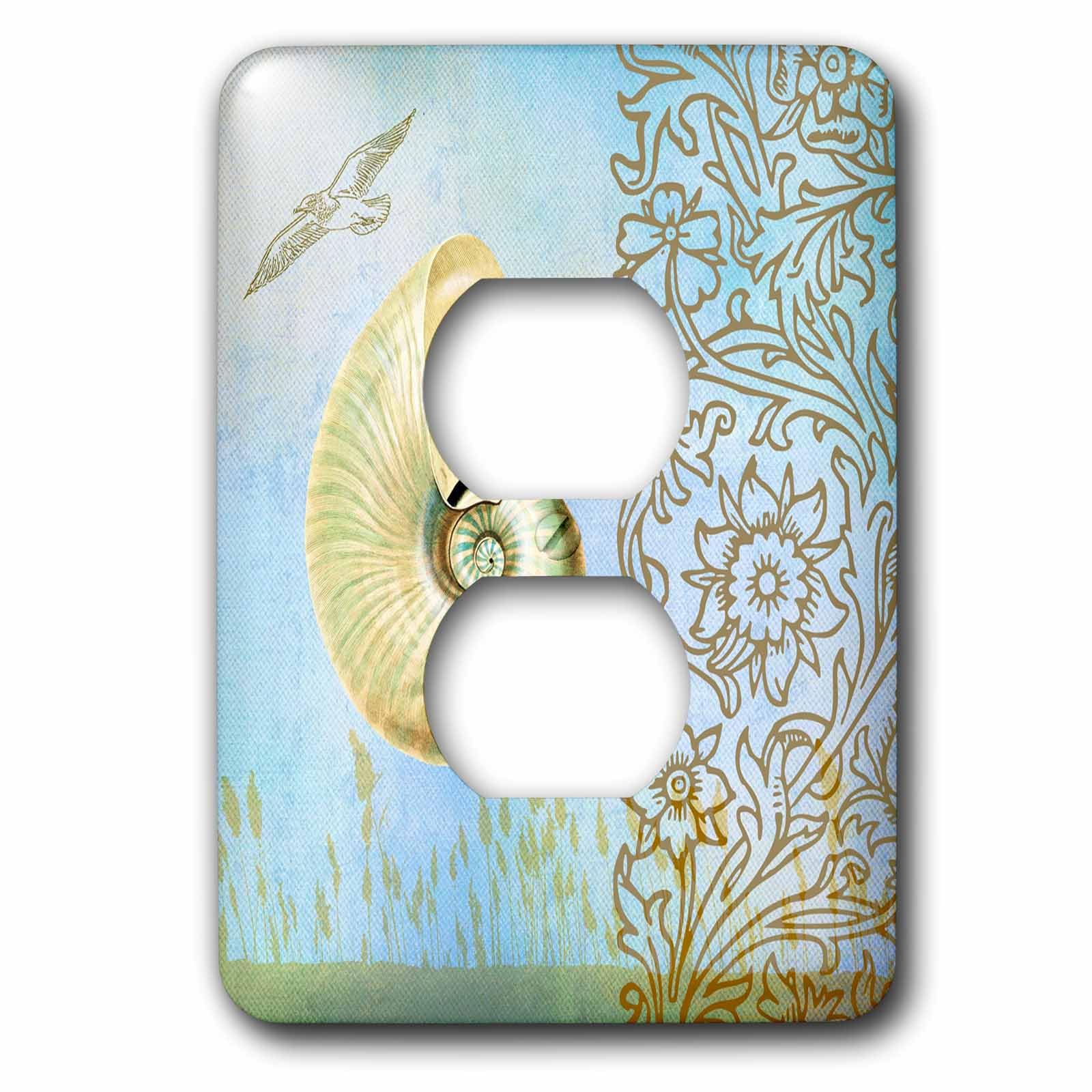 Déco murale pour double prise de courant mer aqua 15,2 cm contre murs ternes