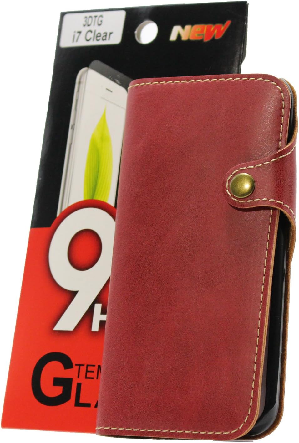 Deals ☆ ☆ "iPhone Case, Luxury PU Leather Flip + 9H Tempered Glass Film Set" MisterCraft (fp7ns) iPhone 7 Cover Straps (iPhone 6S/6 Used) Shock Proof Phone Cover Present Gift , red