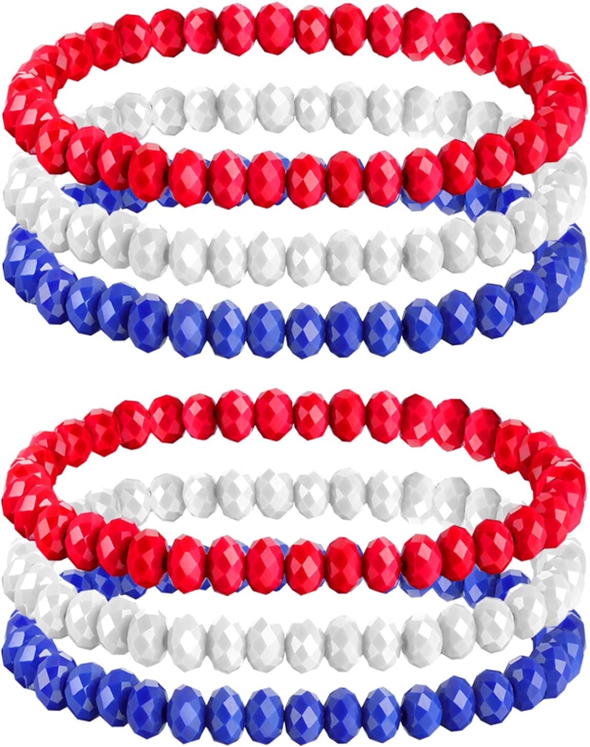 IDesign USA American Flag Bracelet Decorations Gift Red Blue White Bracelet Patriotic 4th of July Independence Day (beads bracelet)
