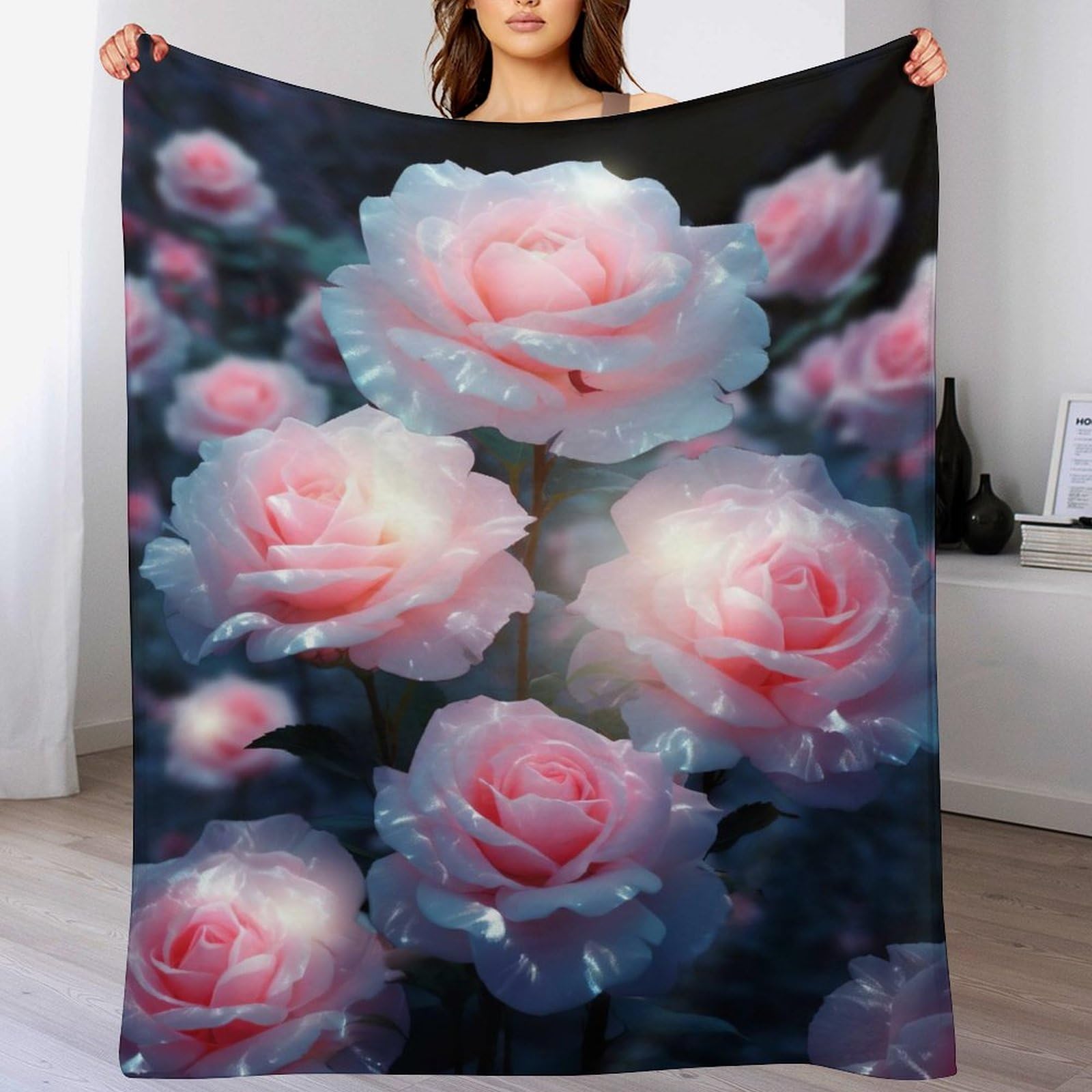 Manta de forro polar con flores para momentos acogedores en casa