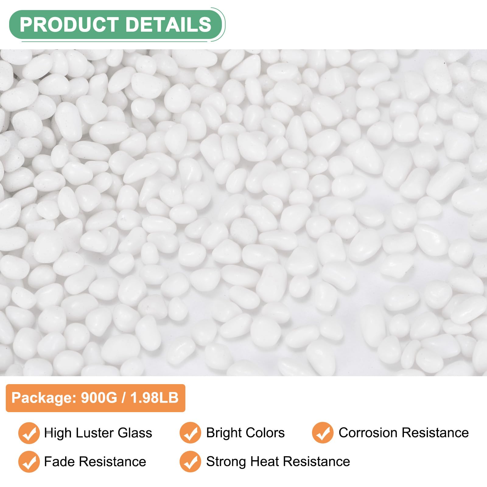 M METERXITY High Luster Round Fire Glass Beads, Glass Gems, Glass Pebbles - Image 2