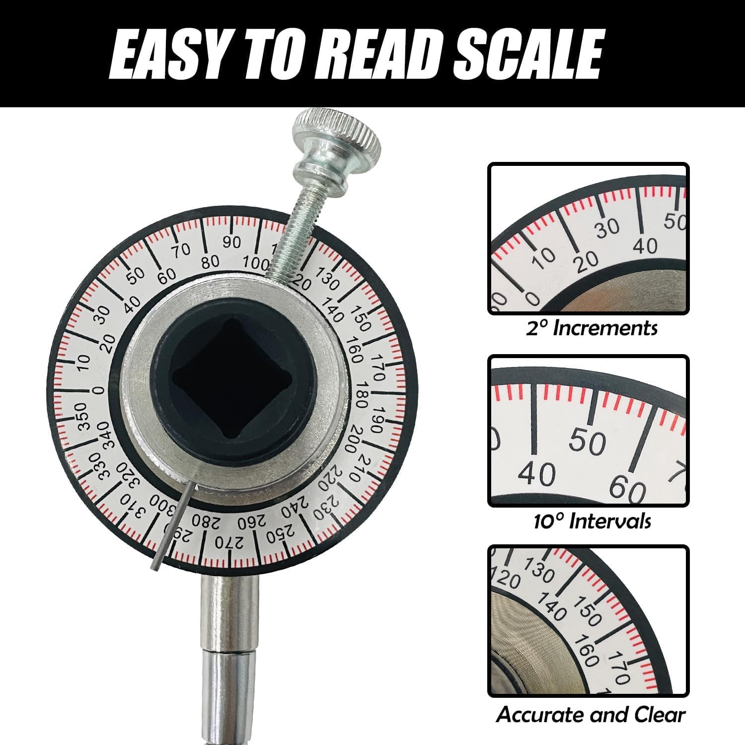 JOYFUL&HOPEFUL Torque Angle Gauge 1/2,Torque Angle Meter,360 Degree Torque Wrench,w/Flexible Clip Arm