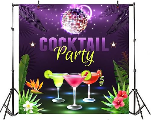 Miniatura 6 de Leyiyi Telón de fondo de fotografía de 8 x 8 pies, fondo de fiesta de cóctel, fiesta de verano, salón de baile, aureo, luz tropical, hojas