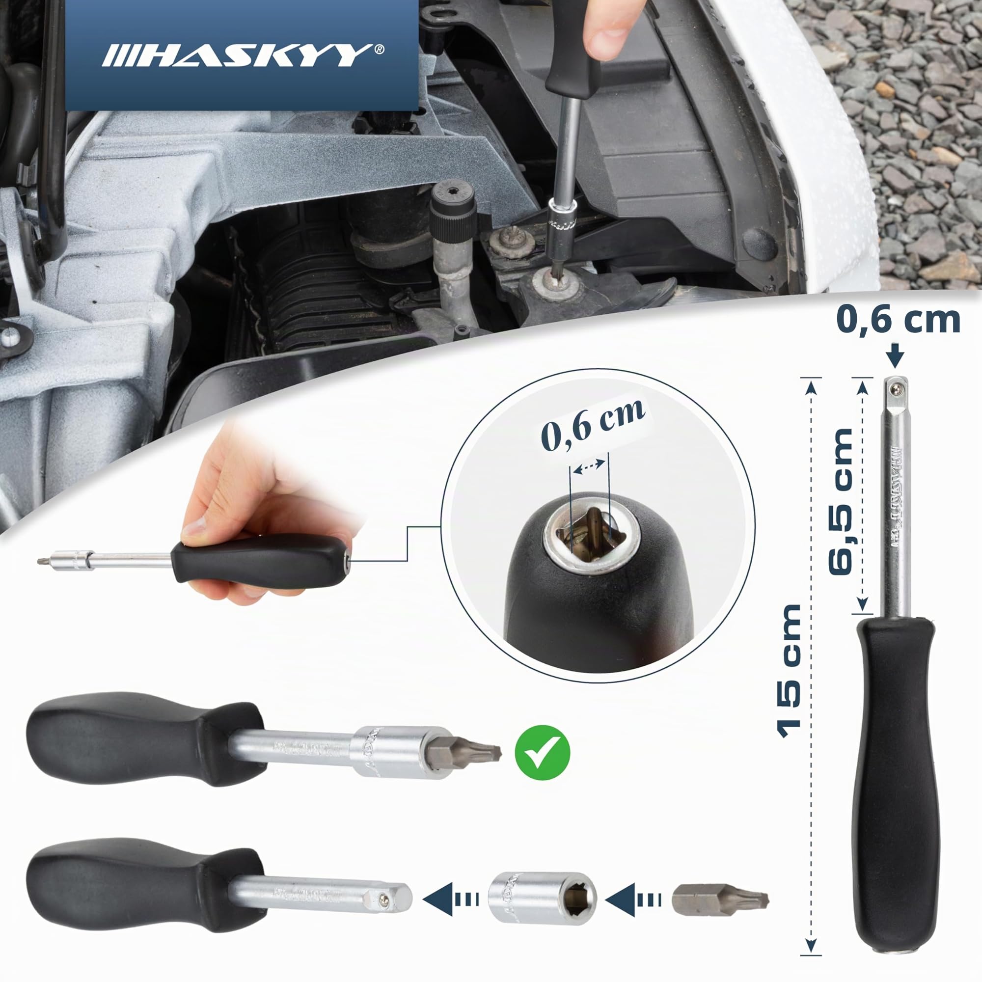HASKYY Juego de 52 piezas de llaves de vaso Gear Lock TORX, con perfil XZN, perfil E, de diversas pulgadas, para tornillos de 6 y 12 caras, en tamaños métricos