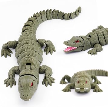 Yipintang 10" Simulated Multi-Color Articulated Crocodile Realistic 3D Printed Flexible Reptile Toy for Children, Movable Jaw Desk Decor & Kinetic Office Ornament