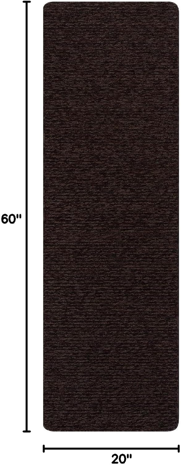 Beverly Rug Non-Slip Modern Runner Rug 2x5 Solid Traditional Rubber Backing Machine Washable Soft Thin Indoor Area Rugs for Living Room Stain Resistant Non Shedding Casual Carpet (2 x 5 Brown)