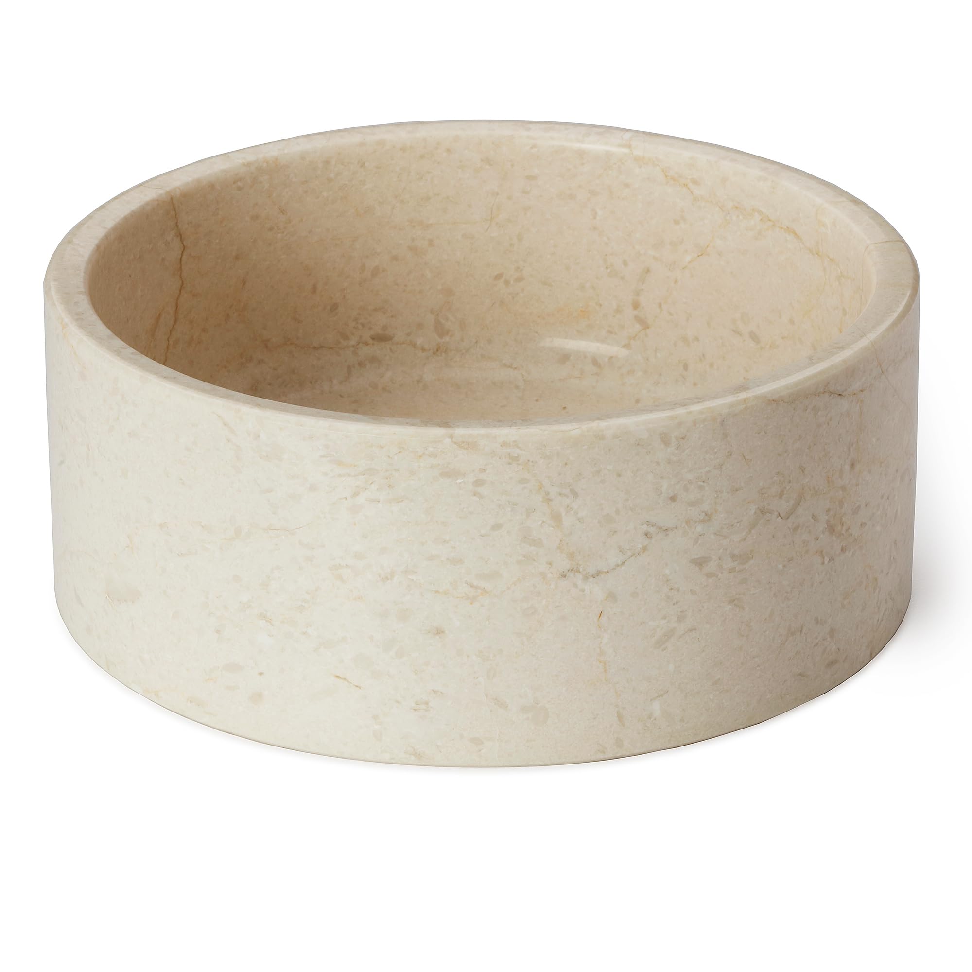 Marble Pet Bowl – Luxury Stone Dog or Cat Bowl, Crema Marfil Marble, Heavyweight & Non-Slip, Handcrafted Elevated Food or Water Dish for Small Pets (Ibiza)