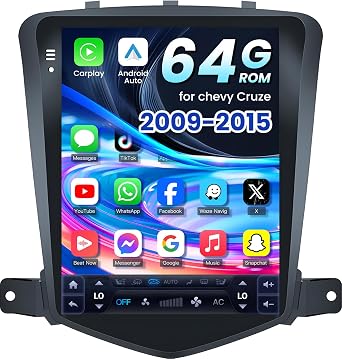 4Core+64GB RAM Car Radio for Cruze 2009 2010-2015 10.4 Inch 1280 * 800 HD Touchscreen Car Stereo - Wireless Carplay Andriod Auto Mirror Link Bluetooth 5GWiFi Backup Camera GPS FM SWC