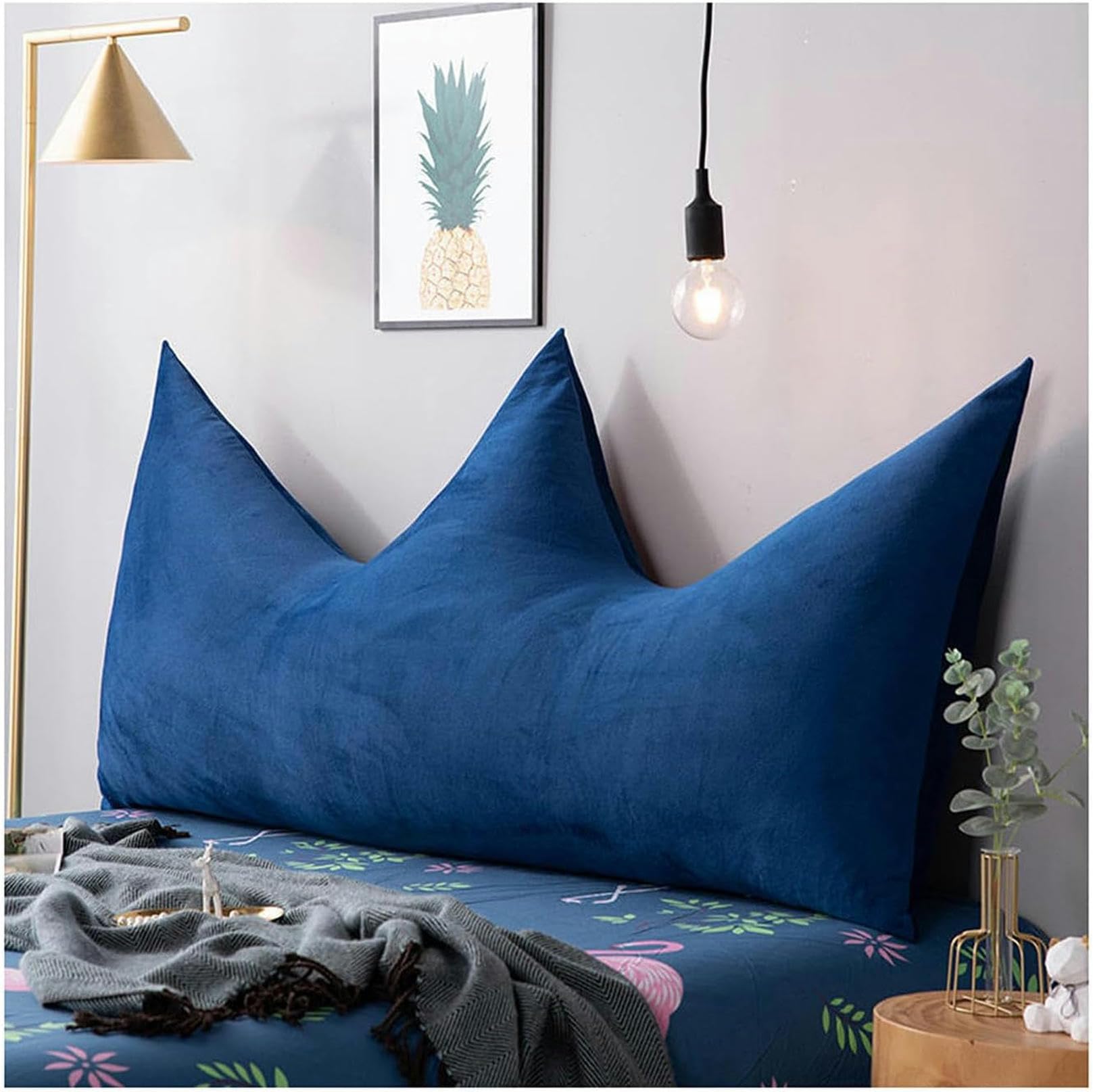 Coussin de tête de lit en velours et traversin triangulaire de lecture
