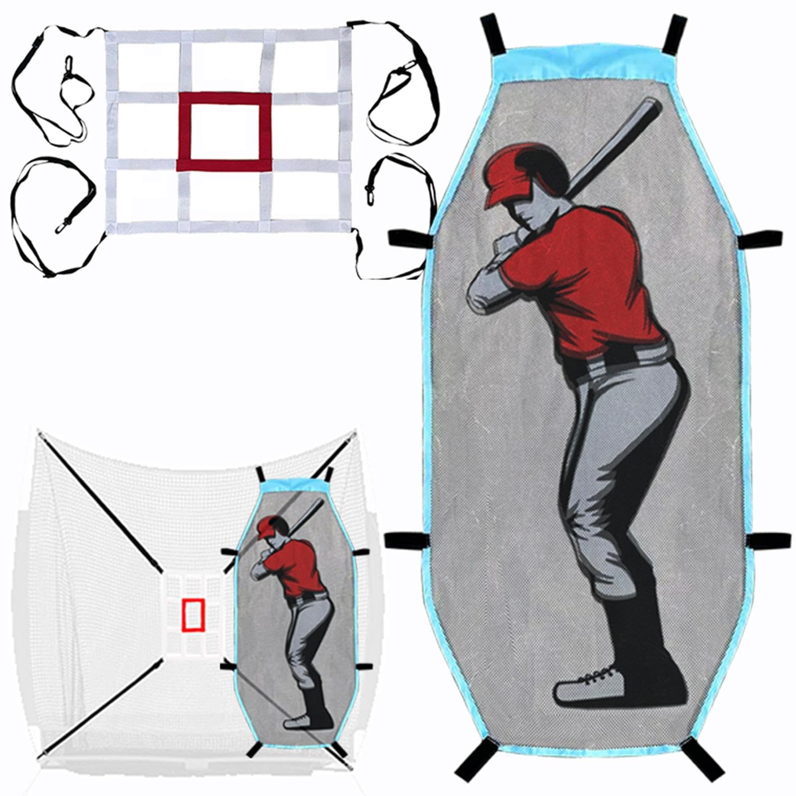 F Fityle Rete da Allenamento per Baseball, Zona di Strike, Bersaglio, Rete da Softball, Attrezzatura per Allenamento con punteggio, per Battuta, Cattura, Battitore fittizio