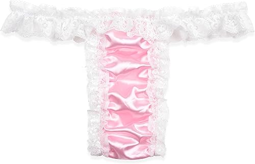 Vista 7 de Satini Tanga de satén con volantes para hombre