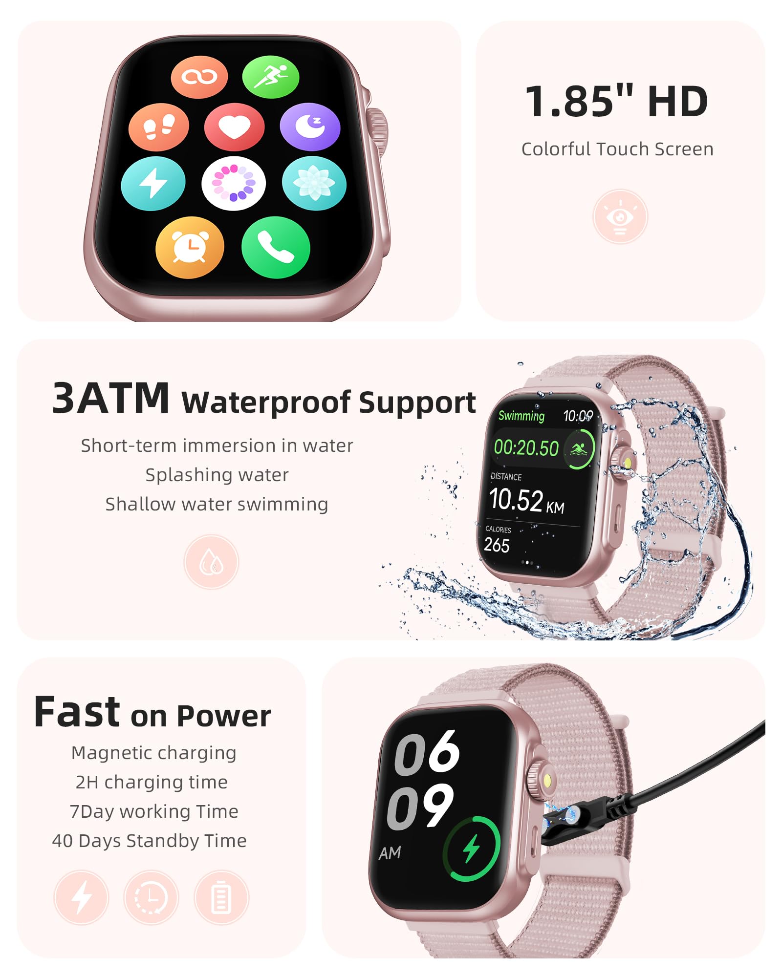 Parsonver Smartwatch Dla Mężczyzn I Kobiet Z Funkcją Telefonu, Zegarek Fitness Z GPS, 3 ATM Wodoodporny Do Pływania, Zegarek Fitness Z Ponad 100 Trybami Sportowymi, Częstotliwość Serca, Monitorowanie