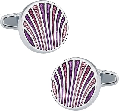 Cuff-Daddy Unique Pink, Purple, Red Enamel Round Silver Cufflinks with Presentation Box
