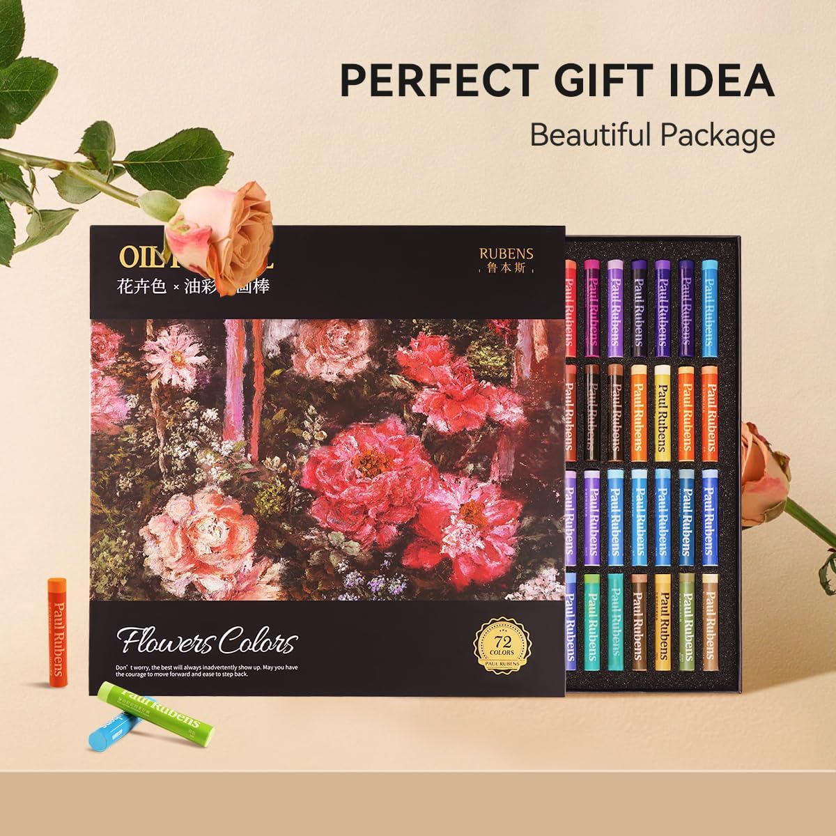 Paul Rubens Oil Pastels for Artists, 72 Floral Colors Artist Soft Oil Pastel Set Vibrant and Creamy, Pastels Art Supplies.