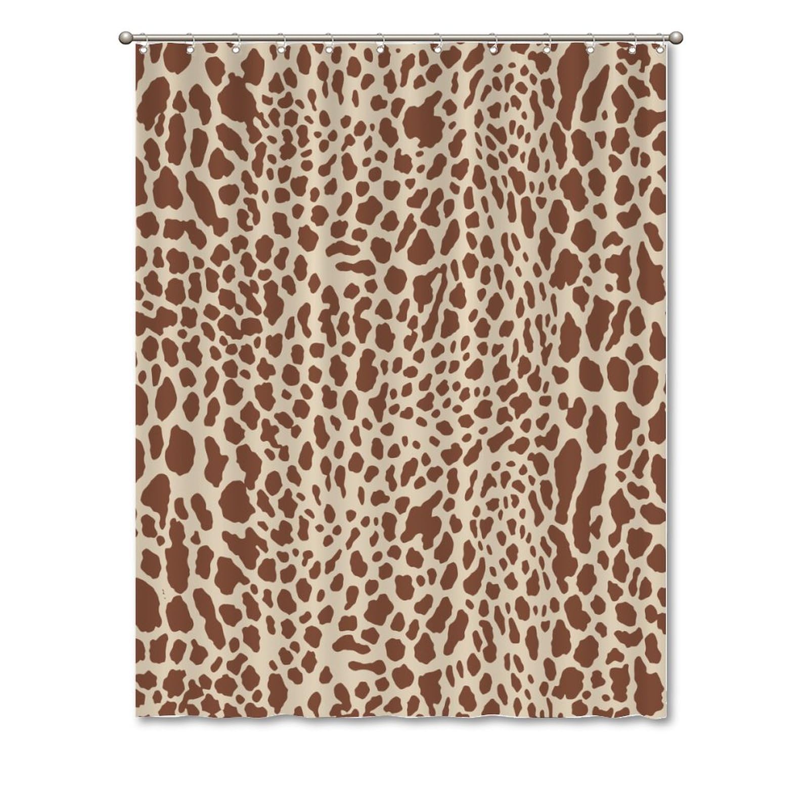 Rideau de douche marron léopard 183x228 cm en polyester résistant avec ses crochets inclus
