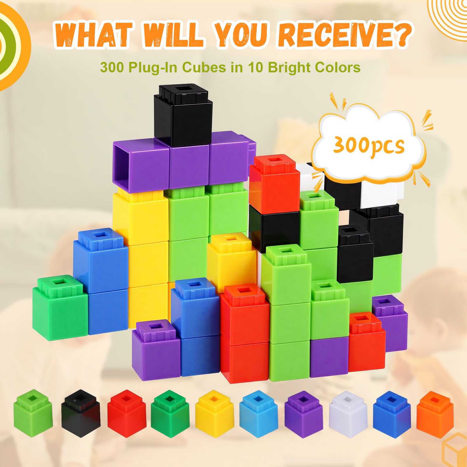 300 Pièces Cube Mathématiques, Blocs de Construction Math, Cubes a Empiler Calcul, Montessori Cube de Comptage Mathématiques Emboitables Numberblocks, Blocs de nombres pour Enfants (300pcs)