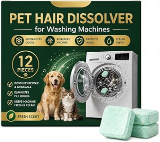 Washing Machine Pet Hair Cleaner Tablets, 12 Count Washer Cleaning Tablets
