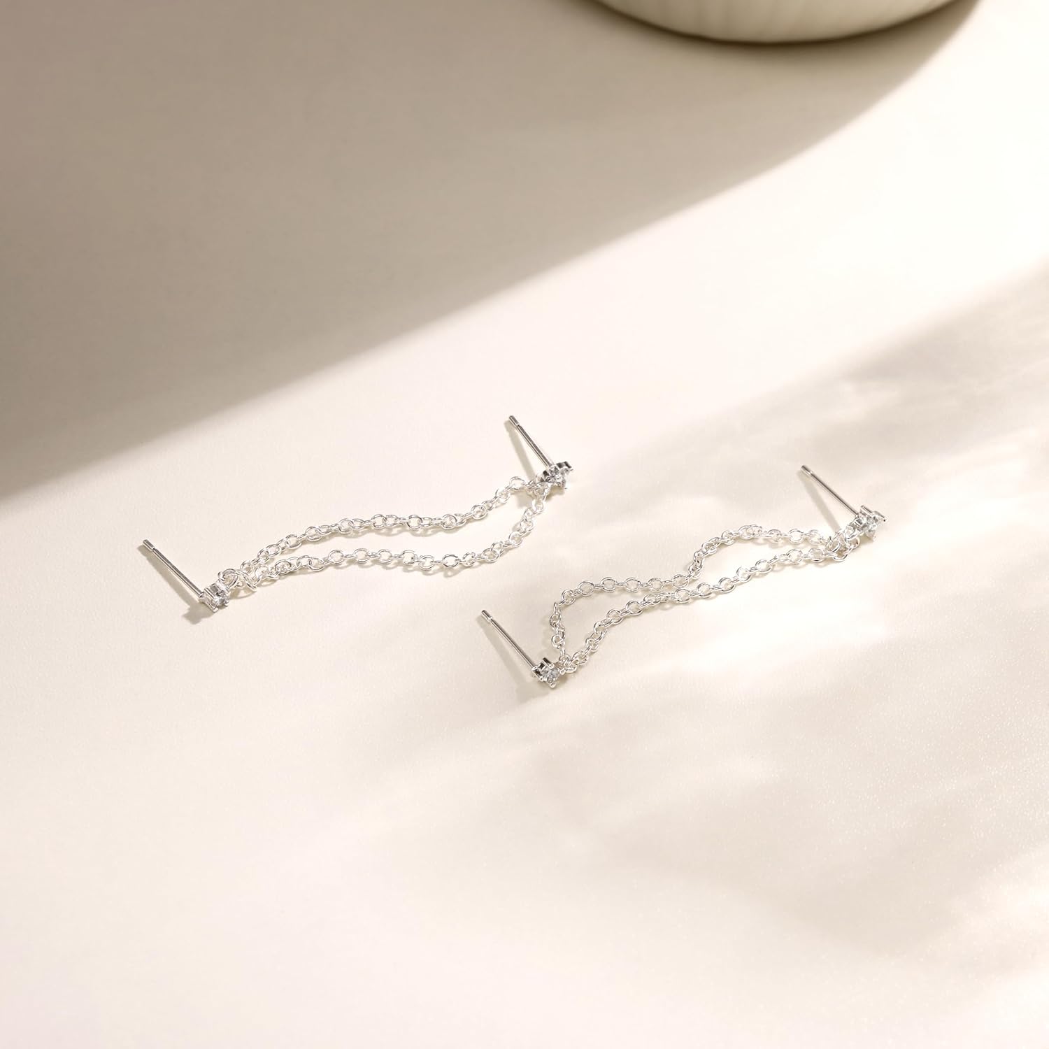 Freekiss Gold Chain Studs Earrings for Women Trendy: Hypoallergenic 14K Gold Plated Dangle Earrings Dainty Small Long Chain Earring Set Fashion Gold Jewelry for Women - Image 5