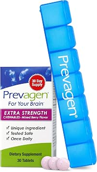 Prevagen Extra Strength Mixed Berry Chewables - 30 Tablets 1 Month Supply | Formulated for Your Brain | 20mg of Apoaequorin Plus Vitamin D3 with 7-Day Pill Minder