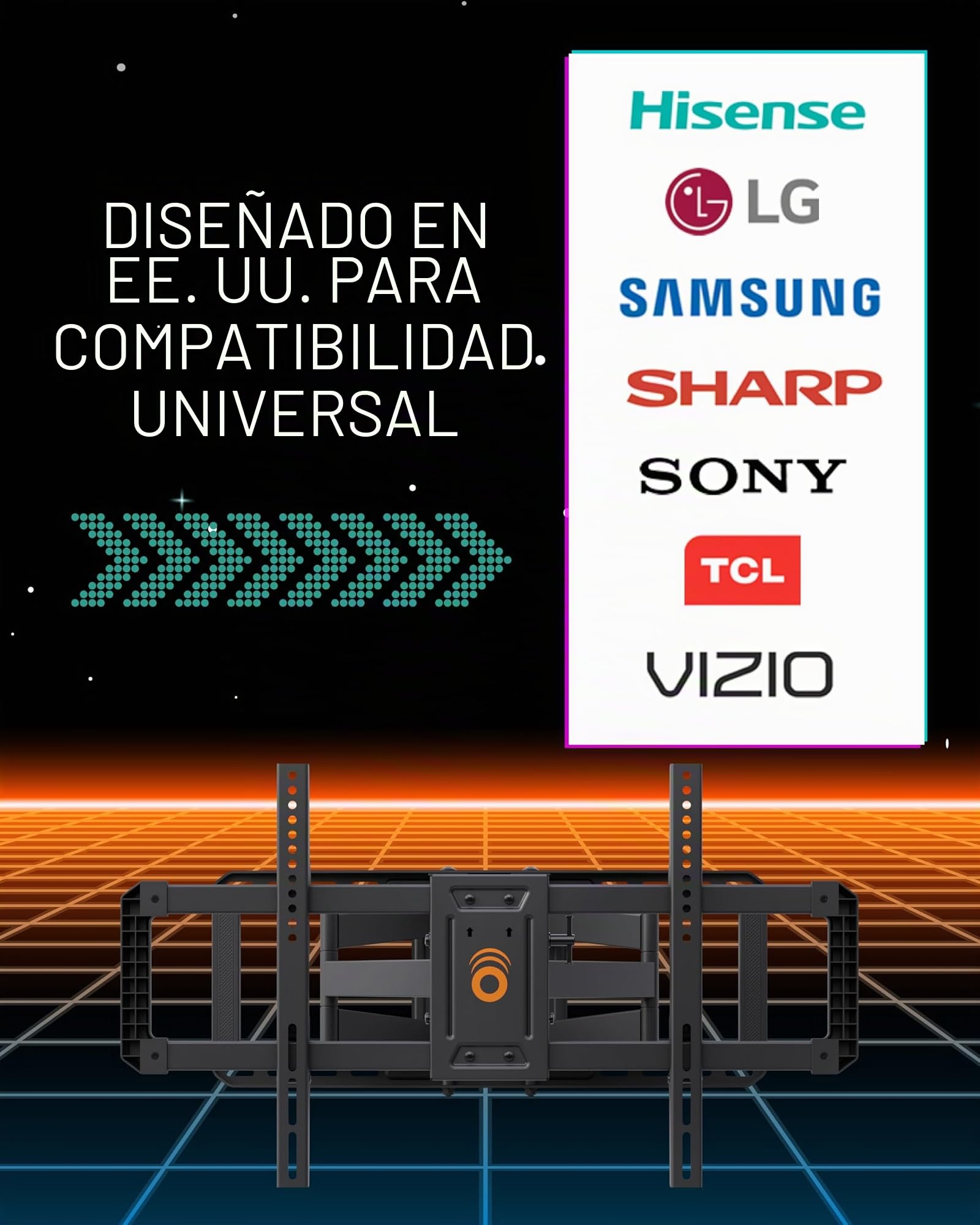 ECHOGEAR MaxMotion - Soporte de Pared para televisores Grandes de hasta 90 Pulgadas, Movimiento Completo con Giro, inclinación y extensión Suaves, diseño Universal Que Funciona con Samsung, Vizio y