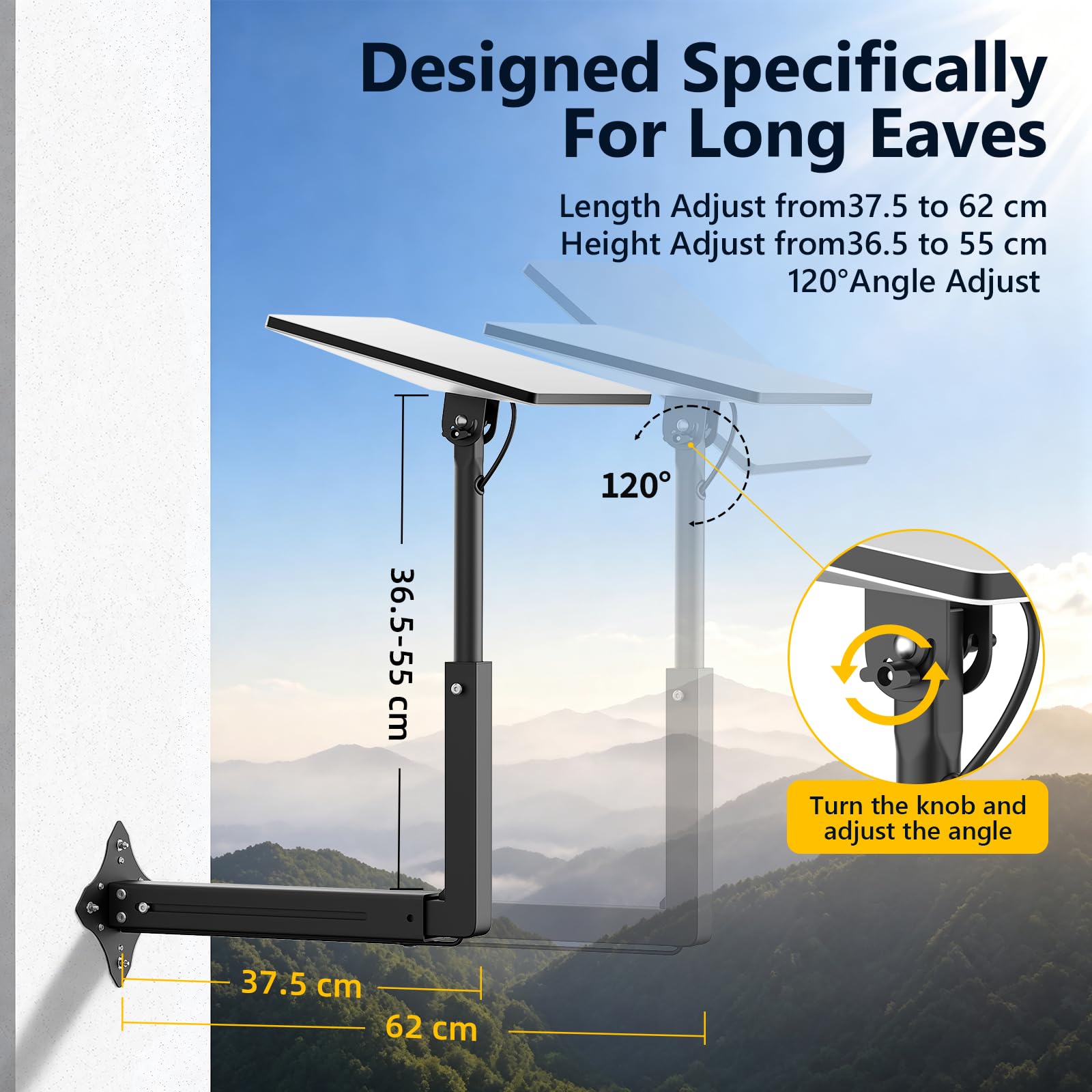 Starlink Mini support mural Starlink avec adaptateur, support mural télescopique Starlink Mini X, 37,5 à 62 cm, solution robuste pour les conditions météorologiques extrêmes