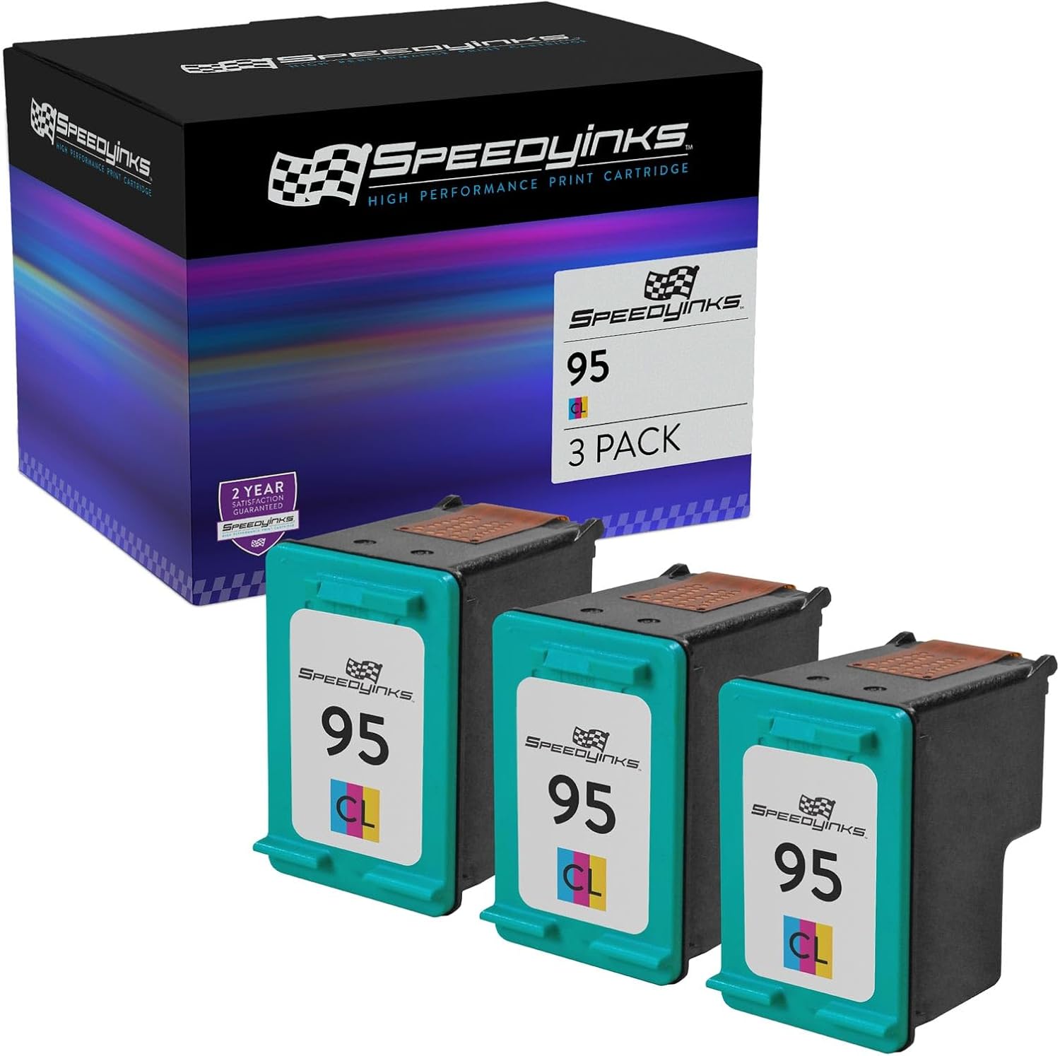 Speedy Inks Remanufactured Ink Cartridge Replacement for HP 95 (Tri-Color, 3-Pack) Compatible with HP PSC 1610 HP PSC 1610xi HP PSC 2355 HP PhotoSmart 2610xi HP