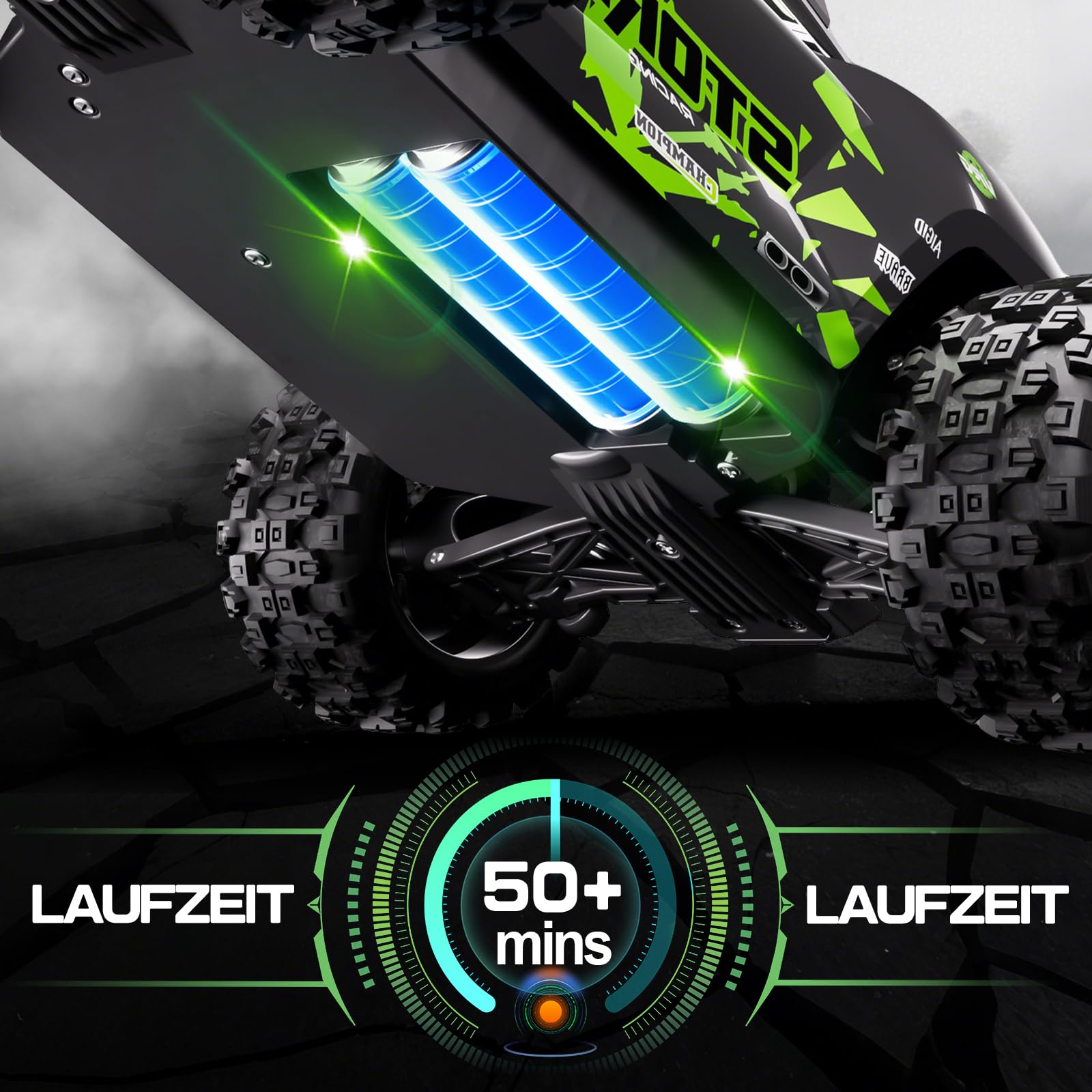 Zdalnie sterowany samochód 40 km/h, od 8, 10 lat, 1/18 RC Auto Offroad z 2 zestawami opon i 2 akumulatorami 50 minut, 2,4 GHz Monster Truck zdalne sterowanie ze światłem, 4WD wodoszczelny samochód RC