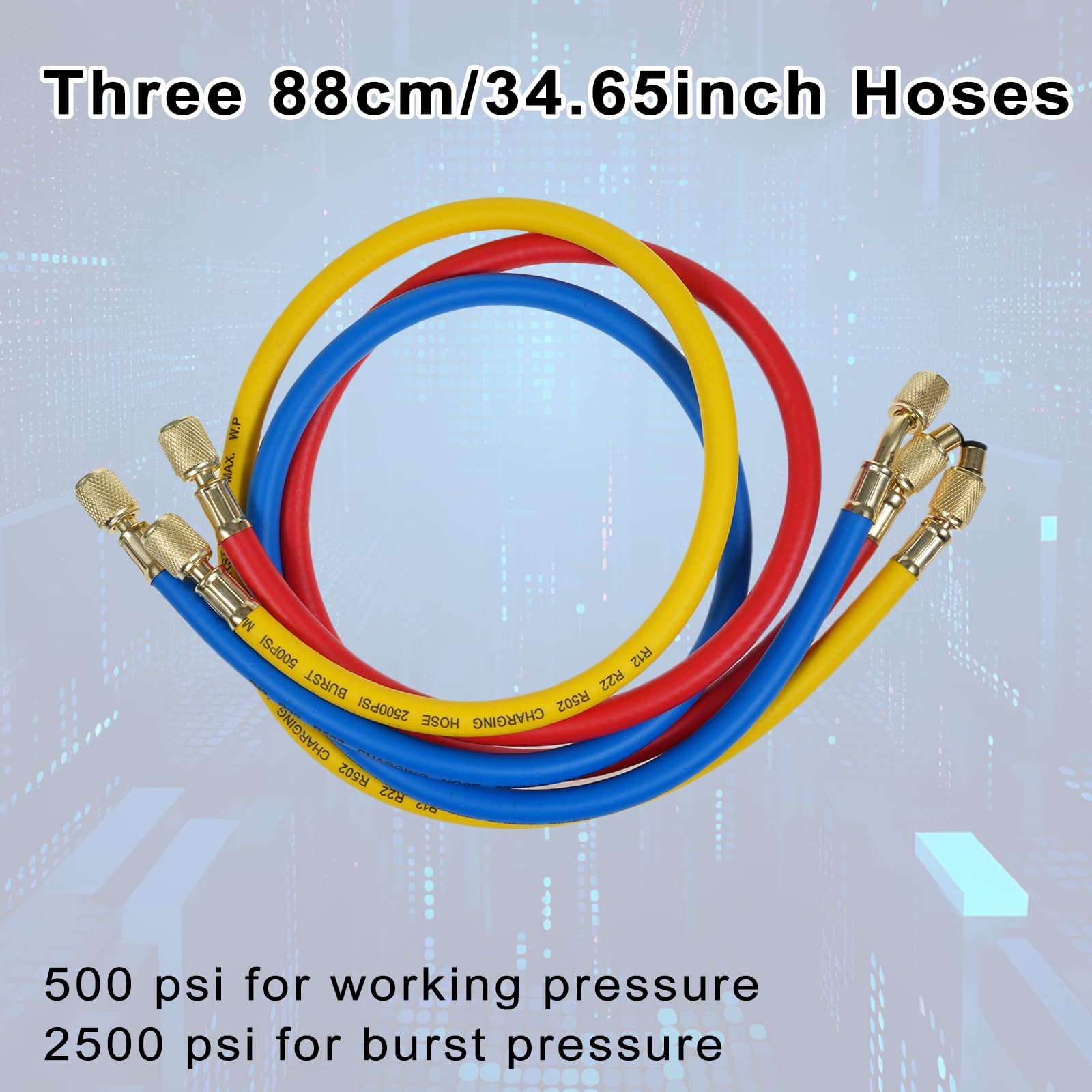 Shkalacar Manomètre AC Set pour R134a R32 R22 R410A - Ensemble de Collecteur Automobile à 3 Voies avec Adaptateur pour Tuyaux Flexibles