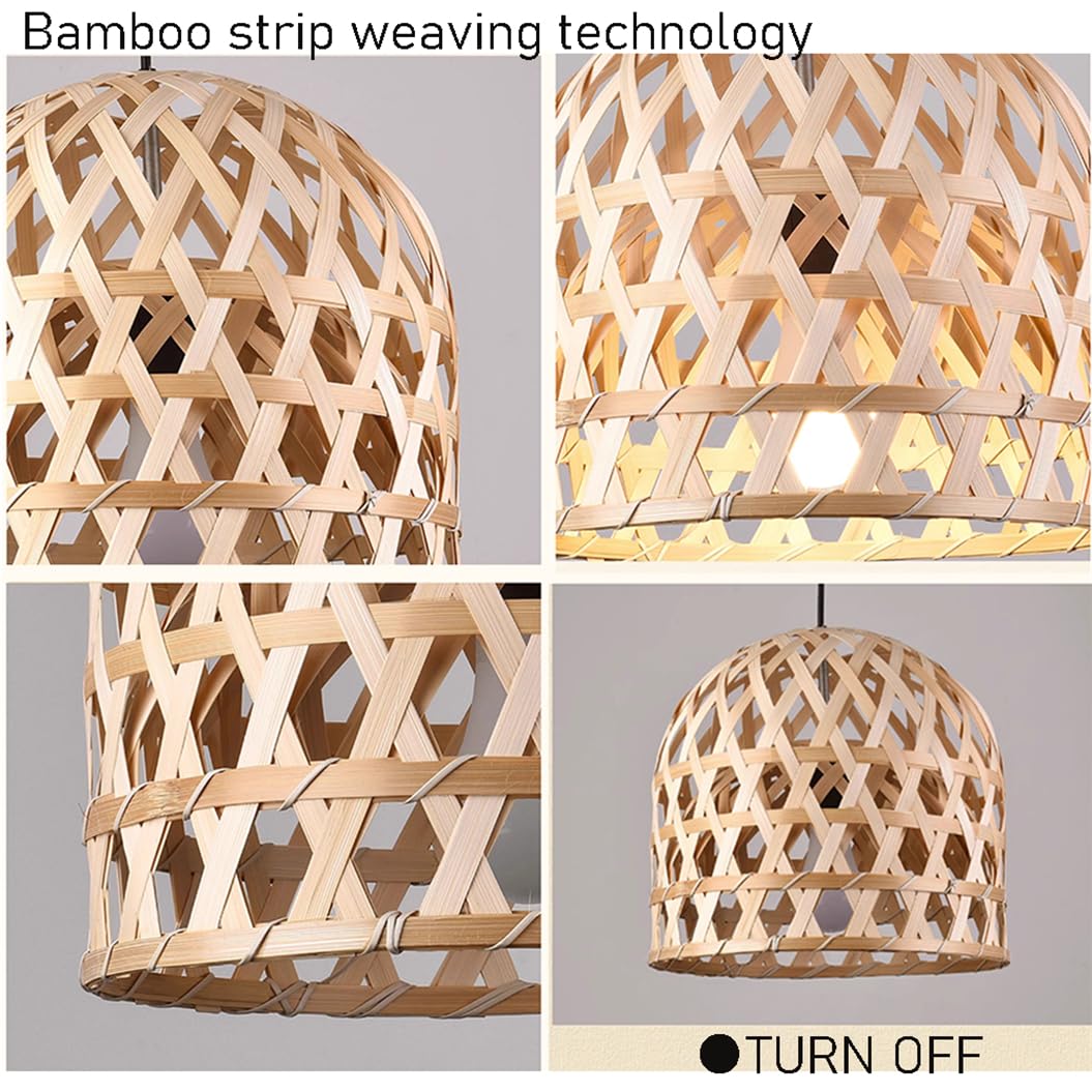 Lámpara Colgante De Techo Tipo Cúpula Para Cocina Con Pantalla De Mimbre Tejida A Mano.